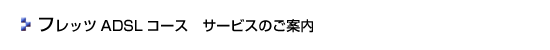 フレッツADSLコース サービスのご案内
